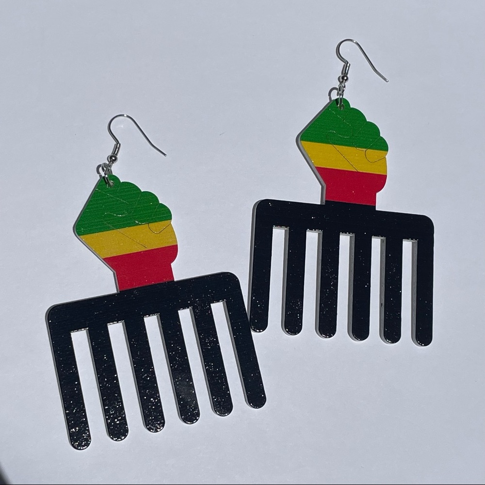 NEW Juneteenth wooden earrings statement earrings